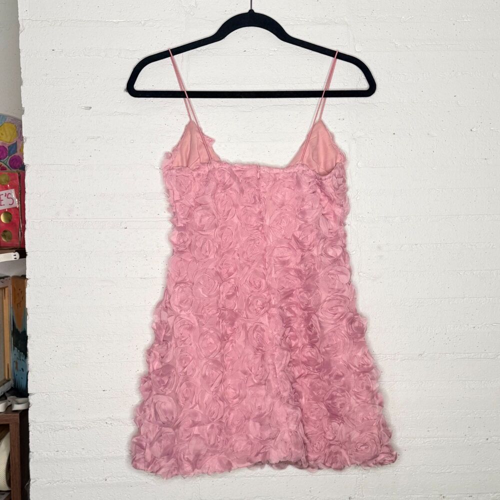 Textured Rosette Mini Dress 6 Homecoming Coquette Barbiecore Romantic Party NWT - Picture 4 of 7